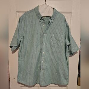 Dockers Green W/Blue Stripes  Casual Button Down Short Sleeve Shirt Sz XL